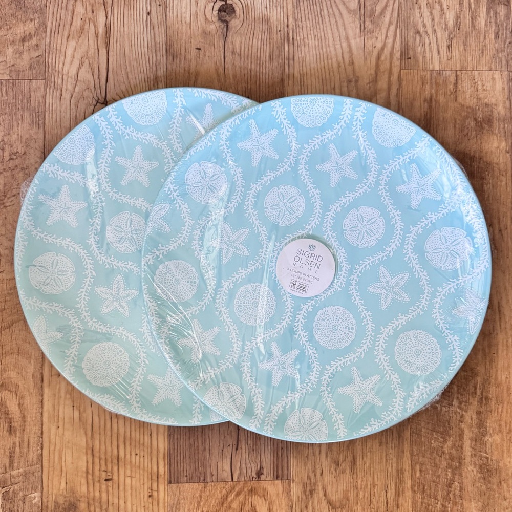 NWT 2 Sets of 3 Singrid Olsen Home Coupe Platters 16”